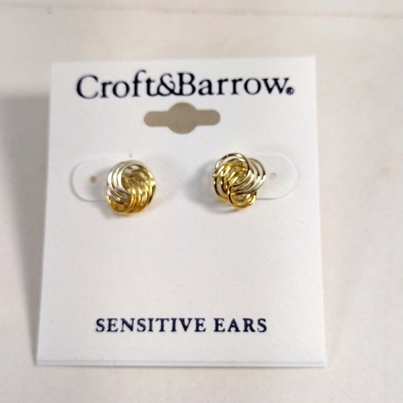 Croft & Barrow Women's Polished Dual tones Wire Designed Stud Earrings - Picture 3 of 7
